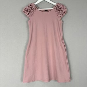 Le Muse Womens Dress Extra Small Pink Ruffle Cap Sleeve Ponte Knit Cocktail Boho